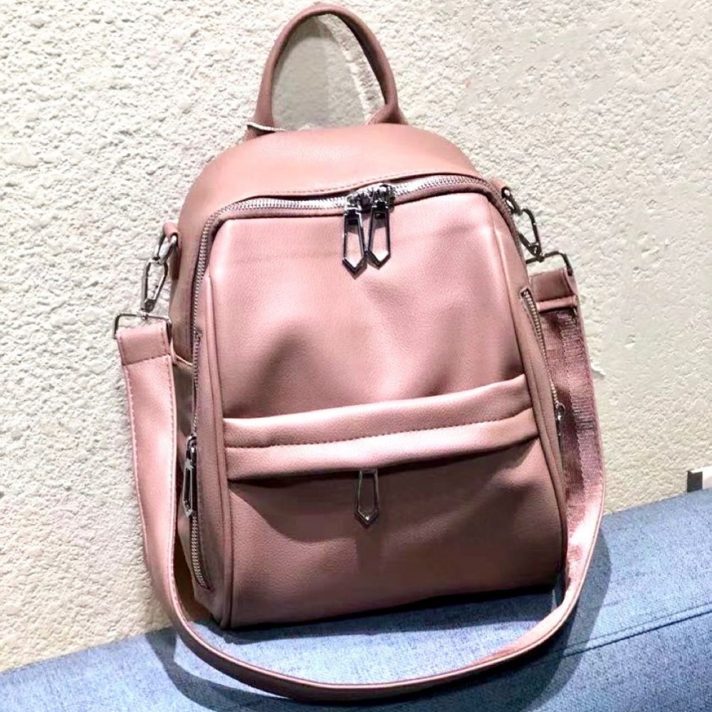 Rucsac Geanta Fashion roz din piele eco cu cusatura dubla pe buzunar si bareta detasabila ACRD294 Rucsac Geanta Fashion roz din piele eco cu cusatura dubla pe buzunar si bareta detasabila ACRD294