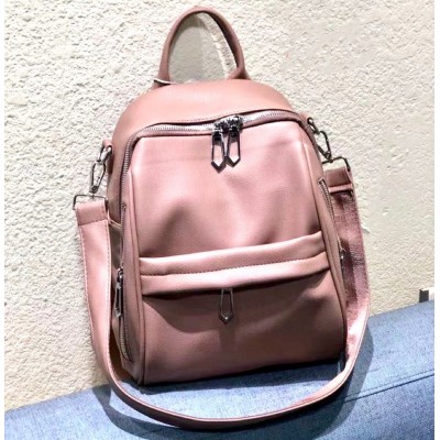 Rucsac Geanta Fashion roz din piele eco cu cusatura dubla pe  buzunar  si bareta detasabila ACRD294