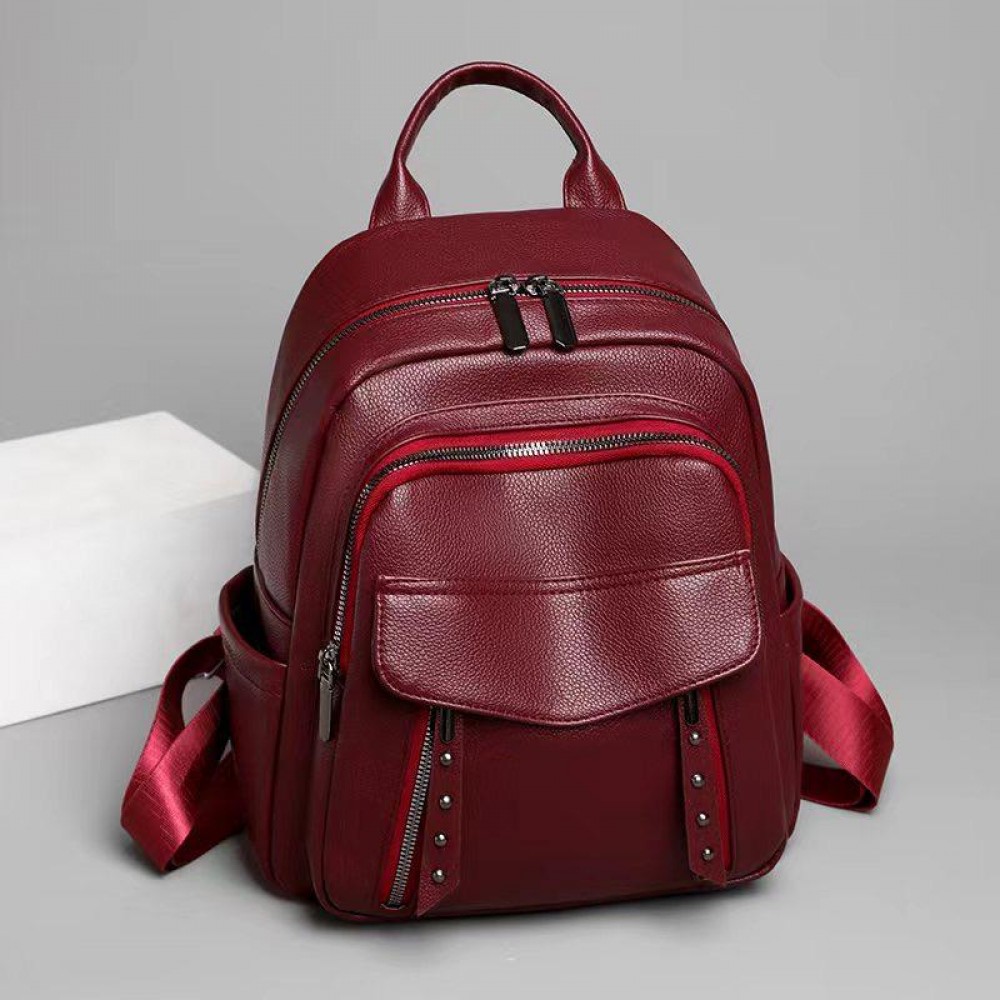 Rucsac dama grena fashion din piele ecologica cu multiple buzunare ACRD351 Rucsac dama grena fashion din piele ecologica cu multiple buzunare ACRD351