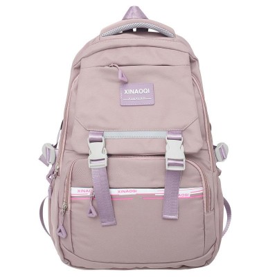 Ghiozdan tip Rucsac mov-lila din material textil impermeabil cu buzunare multiple si catarame ACRD379