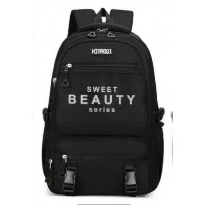 Ghiozdan tip Rucsac negru din material textil impermeabil cu buzunare multiple si catarame ACRD380