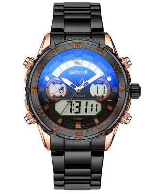 Ceas Barbati Digital Negru cu auriu roziu si bratara metalica + CUTIE CADOU Stryve CBSTV012 Ceas Barbati Digital Negru cu auriu roziu si bratara metalica + CUTIE CADOU Stryve CBSTV012