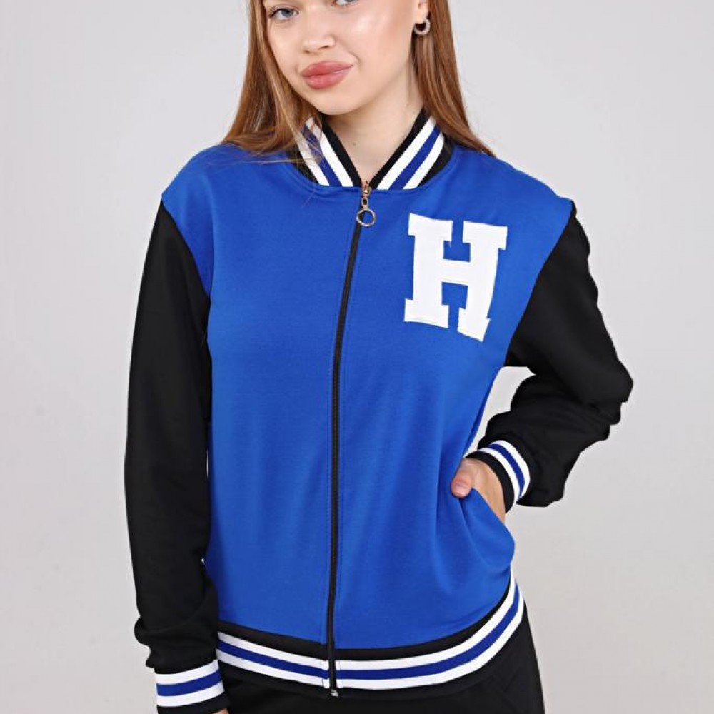 Trening Dama sport casual albastru compus din hanorac si pantaloni de trening cu talie inalta TND057 Trening Dama sport casual albastru compus din hanorac si pantaloni de trening cu talie inalta TND057