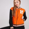 Trening Dama sport casual orange compus din hanorac si pantaloni de trening cu talie inalta TND057 Trening Dama sport casual orange compus din hanorac si pantaloni de trening cu talie inalta TND057