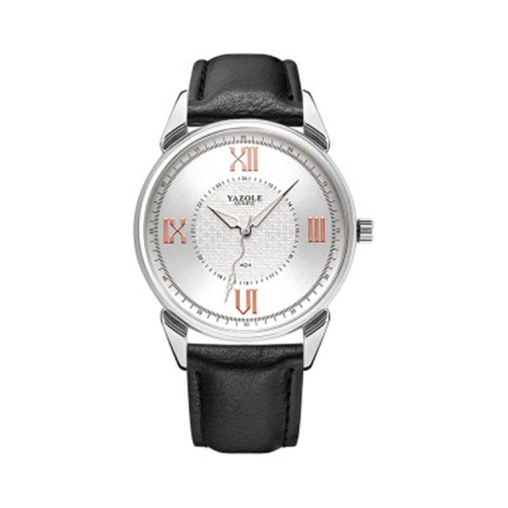 Ceas Barbati Business cu curea de piele Neagra White Silver YAZOLE CBYZ008 Ceas Barbati Business cu curea de piele Neagra White Silver YAZOLE CBYZ008