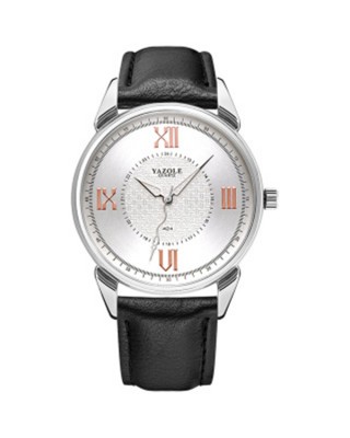 Ceas Barbati Business cu curea de piele Neagra White Silver YAZOLE CBYZ008 Ceas Barbati Business cu curea de piele Neagra White Silver YAZOLE CBYZ008
