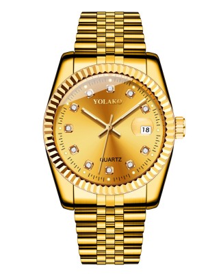 Ceas Barbati Business Elegant cu bratara metalica si strasuri goldgold CBYK007 Ceas Barbati Business Elegant cu bratara metalica si strasuri goldgold CBYK007