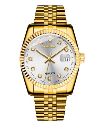 Ceas Barbati Business Elegant cu bratara metalica si strasuri goldwhite CBYK007 Ceas Barbati Business Elegant cu bratara metalica si strasuri goldwhite CBYK007