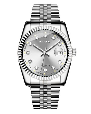 Ceas Barbati Business Elegant cu bratara metalica si strasuri silver CBYK007