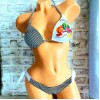 Costum de Baie negru din doua piese cu sutien triunghi push up si slip cu inchidere laterala Fruits CBD001 Costum de Baie negru din doua piese cu sutien triunghi push up si slip cu inchidere laterala Fruits CBD001