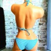 Costum de Baie albastru din doua piese cu sutien triunghi push up si slip cu inchidere laterala Fruits CBD001 Costum de Baie albastru din doua piese cu sutien triunghi push up si slip cu inchidere laterala Fruits CBD001