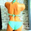 Costum de Baie verde din doua piese cu sutien scoica push up cu bretele decorative CBD002 Costum de Baie verde din doua piese cu sutien scoica push up cu bretele decorative CBD002