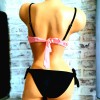 Costum de Baie din doua piese cu sutien balconette push up roz bretele detasabile si slip cu inchidere laterala CBD005 Costum de Baie din doua piese cu sutien balconette push up roz bretele detasabile si slip cu inchidere laterala CBD005