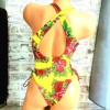Costum de Baie intreg galben cu imprimeu floral CBD013 Costum de Baie intreg galben cu imprimeu floral CBD013