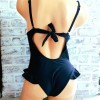 Costum de Baie intreg negru cu intaritor la bust si slip brazilian cu volanase CBD018 Costum de Baie intreg negru cu intaritor la bust si slip brazilian cu volanase CBD018