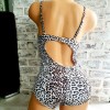 Costum de Baie intreg cu bust intarit print grafitti colorat si pete maro CBD027 Costum de Baie intreg cu bust intarit print grafitti colorat si pete maro CBD027